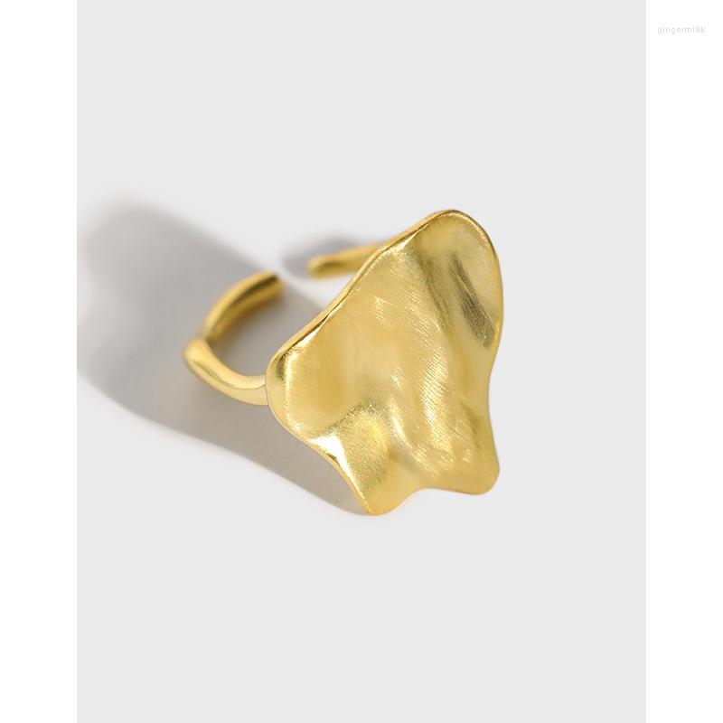 

Cluster Rings YPAY Genuine 925 Sterling Silver Open For Women Korea INS Leaves Adjustable Bague Fine Jewelry YMR1163