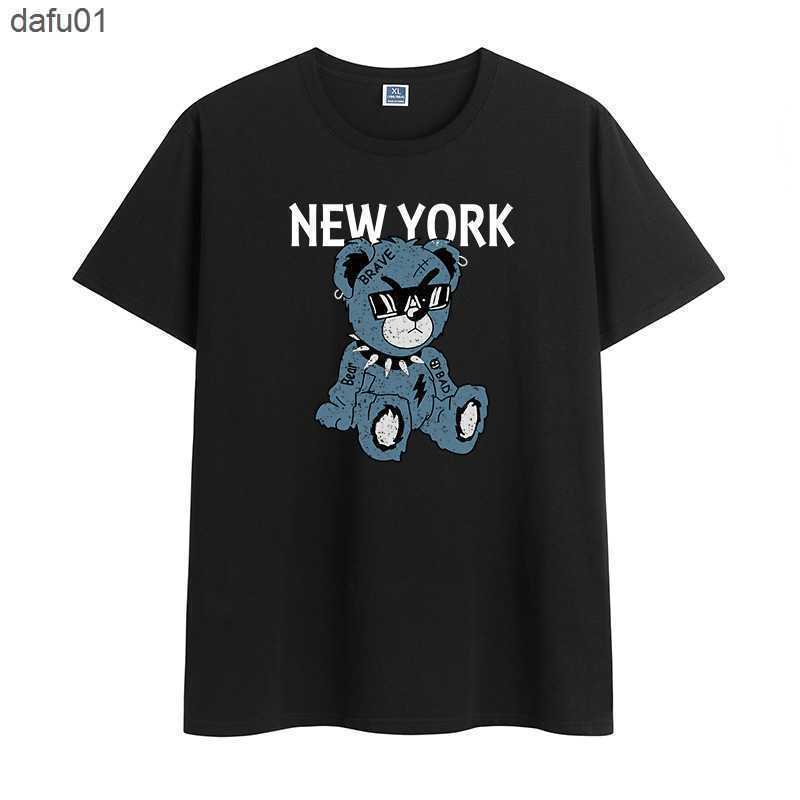 

Men's T-Shirts Mens NEW YORK Letter Print T-shirt Hip Hop Bear Graphic T Shirt Male Summer Breathable Loose S- Tops Tee L230520 L230520, Red