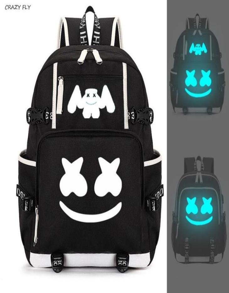 

Marshmello Luminous USB Laptop Backpacks American Mystery DJ Student School Bag for Teenagers Men Women Girls Boys Book Bags New4598713, Black