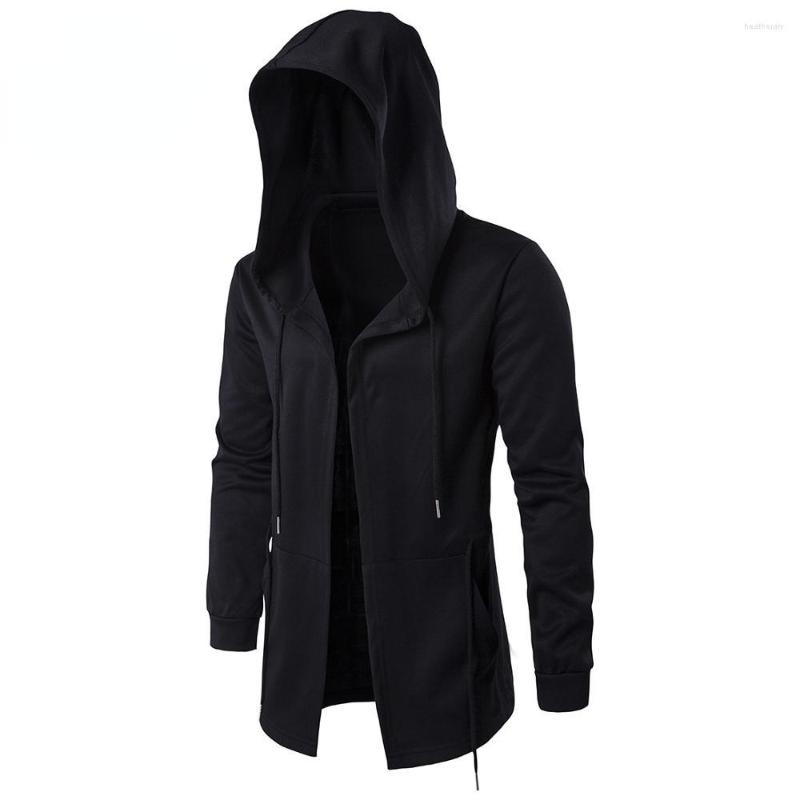

Men's Hoodies Autumn Men Sweatshirts Casual Solid Long Sleeve Hoodie Slim Fit Dark Hooded Loose Jacket Coats, Black