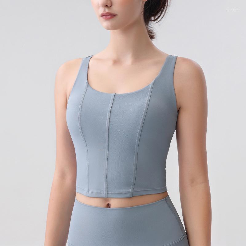 

Women' Tanks Women' Sports Vest Shockproof High-Strength Running Beautiful Back Fitness Top With Chest Pad, Dark grey
