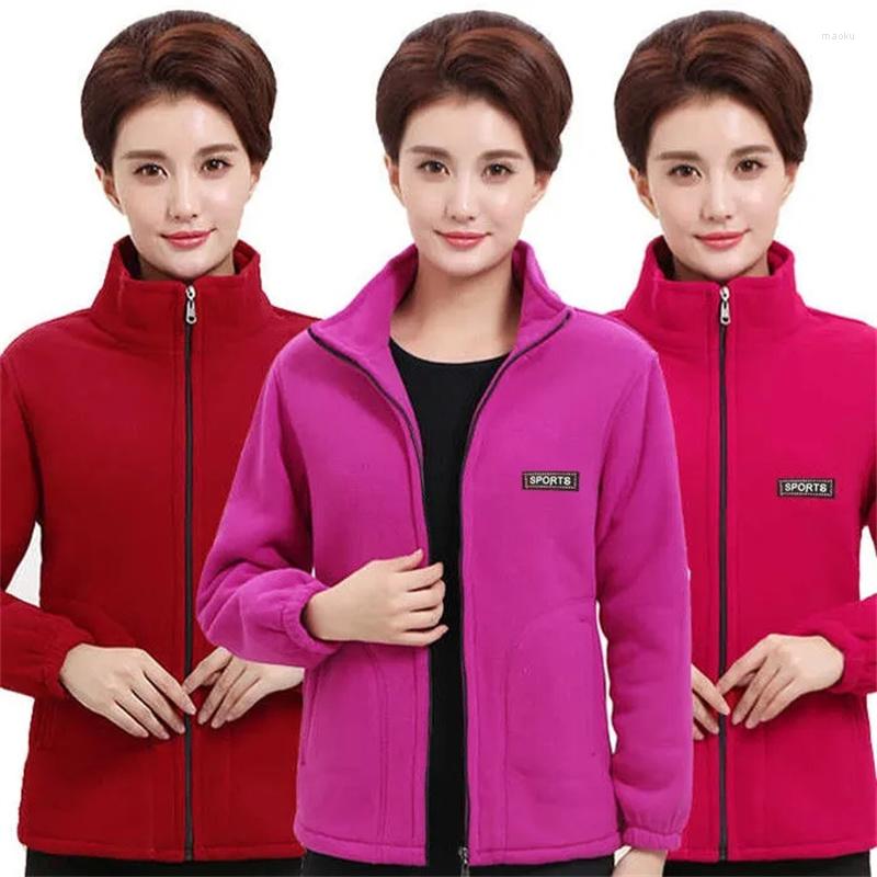 

Women's Jackets Middle-Aged Elderly Jacket Women Polar Fleece Sports Coat2023 Spring Autumn Large Size 5XL Loose Mother Outwear Tide, Rose