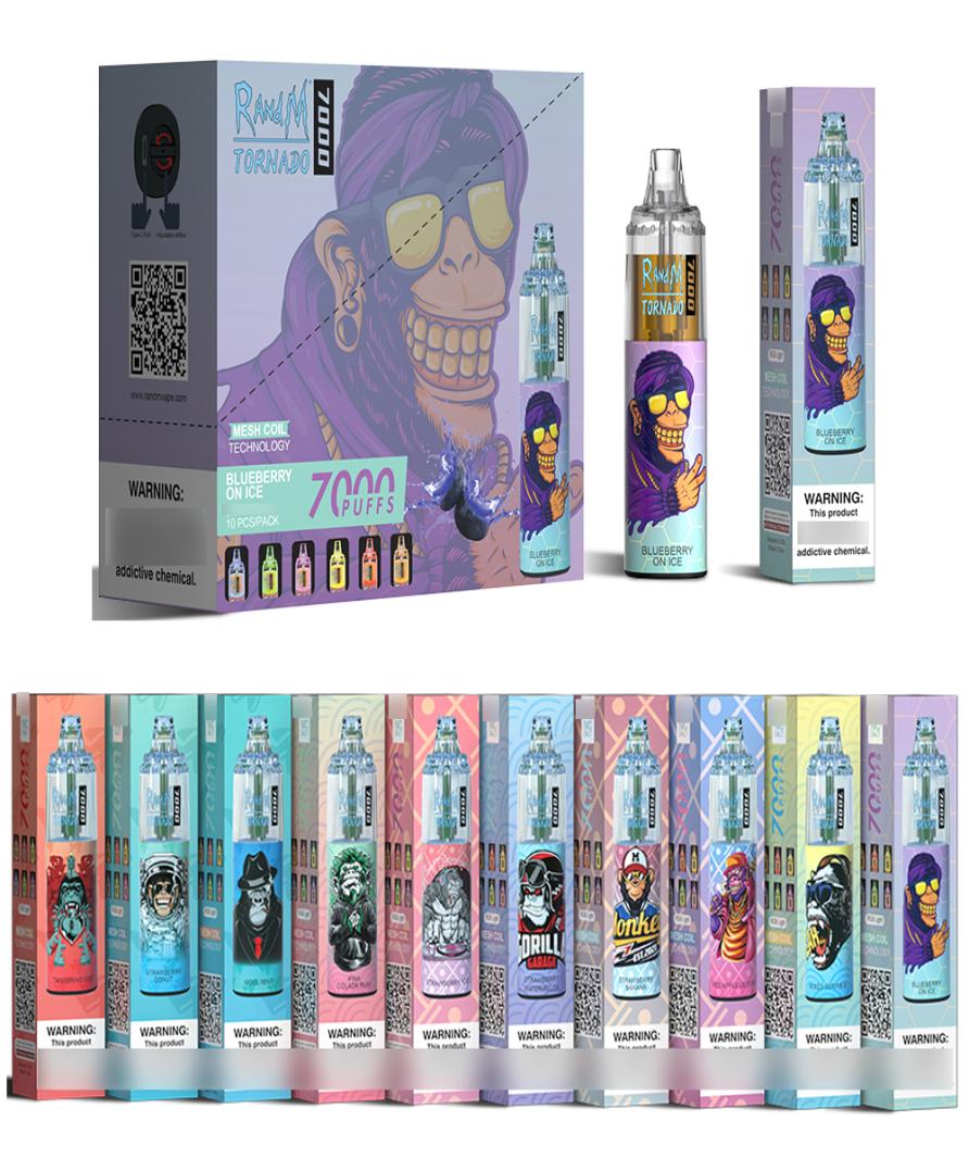 

Disposable Vape RandM Tornado 7000 Puffs E Cigarette Disposables Vapes 1000Mah Rechargeable Battery PreFilled 20MG 14ML Mesh Coil2476270