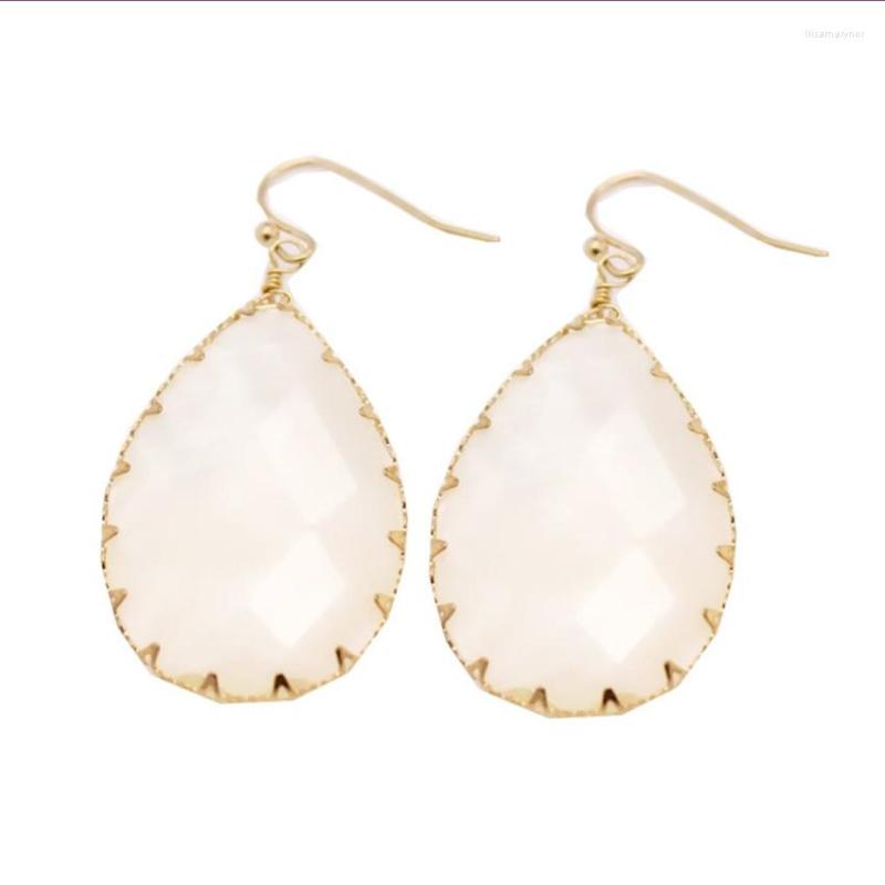 

Dangle Earrings Ethnic Style Light Yellow Gold Color Water Drop White Shell For Women Jewelry
