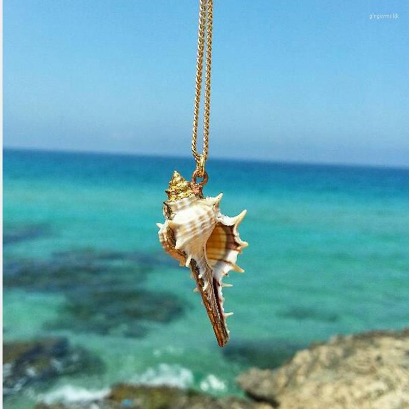 

Chains Boho Style Jewelry Nature Sea Shell Pendant Gold Color Chain Necklace Unique Necklaces For Women