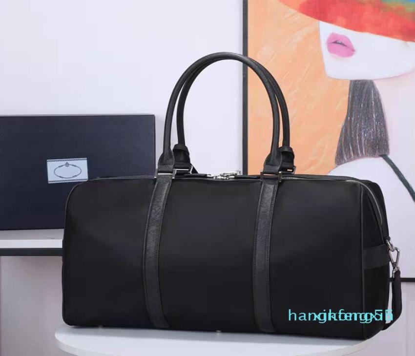 

Top Quality Large Capacity Duffle Bag Chain Travel Bags Outdoor Genuine Leather Polyester Plain Print Stripes Letter Soft Single O7059539, Black