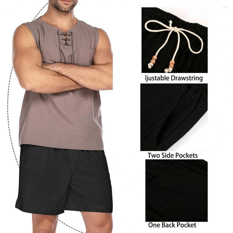 

Men's Shorts Fashion Short Pants Drawstring Versatile Breathable Male Pure Color Loose Gym, Black