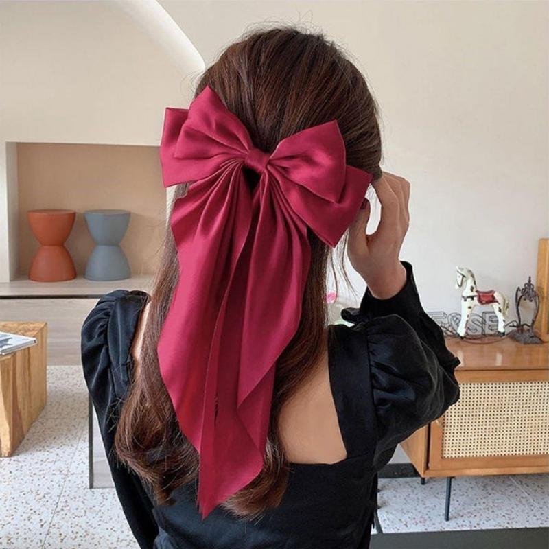 

Hair Clips & Barrettes Women Large Bow Hairpin Chiffon Big Bowknot Stain Solid Color Clip Spring AccessoriesHair &Hair