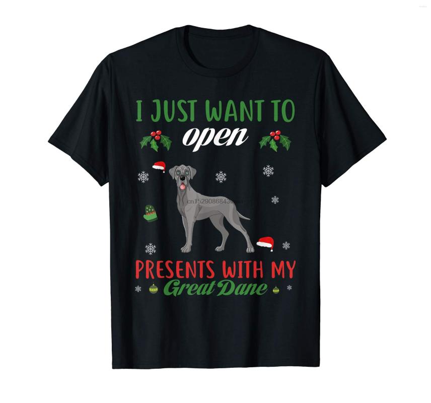 

Men' T Shirts Open Christmas Presents With Great Dane T-Shirt Funny-Men' T-Shirt-Black, Men-darkpurple