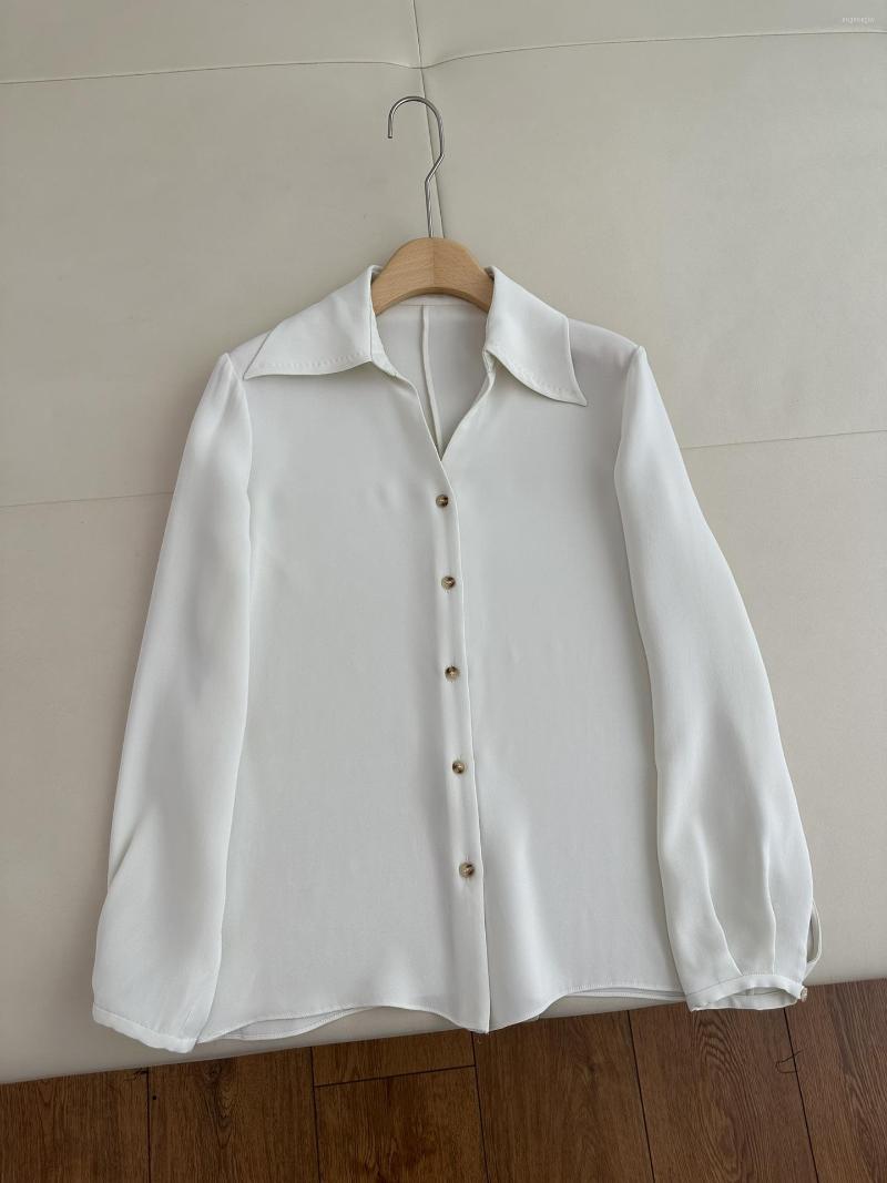 

Women's Blouses 2023 Women Fashion Long Sleeve Sexy Casual V-neck Silk Shirt 0322