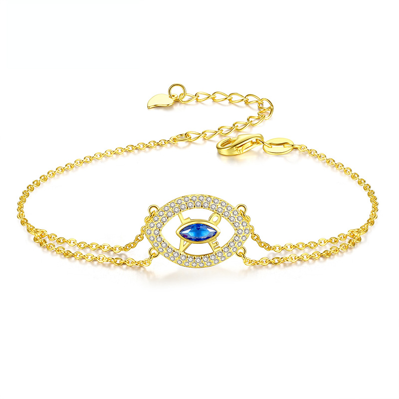 

Bracelet For Women Evil Eye Turkish Gold Y2K Love Accessories Bohemian Jewelry 925 Silver Chain Sapphire Party Gift Sent Free