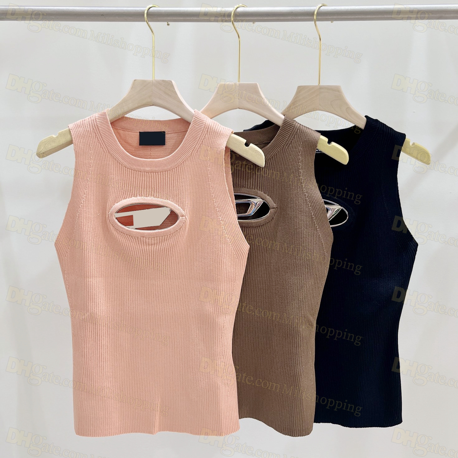 

Cropped top knit Tank designer diesel T-shirt hollow out Tee womens knits women tops sexy sleeveless yoga summer tees vests, White-