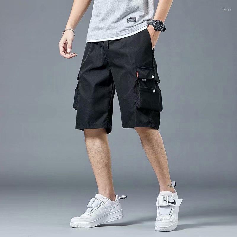 

Men's Shorts Men's Casual Cargo Korean Fashion Loose Knee Length Trousers With Pockets Men Summer Hip Hop Streetwear Joggers, Black