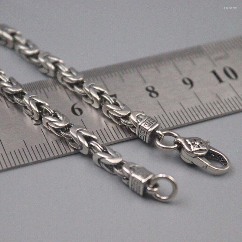 

Chains Real 925 Sterling Silver 4mm Byzantine Link Chain Necklace 23.6nch Vajra Clasp