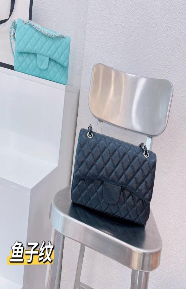 

Whole Designer bags Women real leather Handbags Caviar Chain Shoulder Tote bag Black Calfskin Classic Fashion Cross body 26cm 6661737, Army green