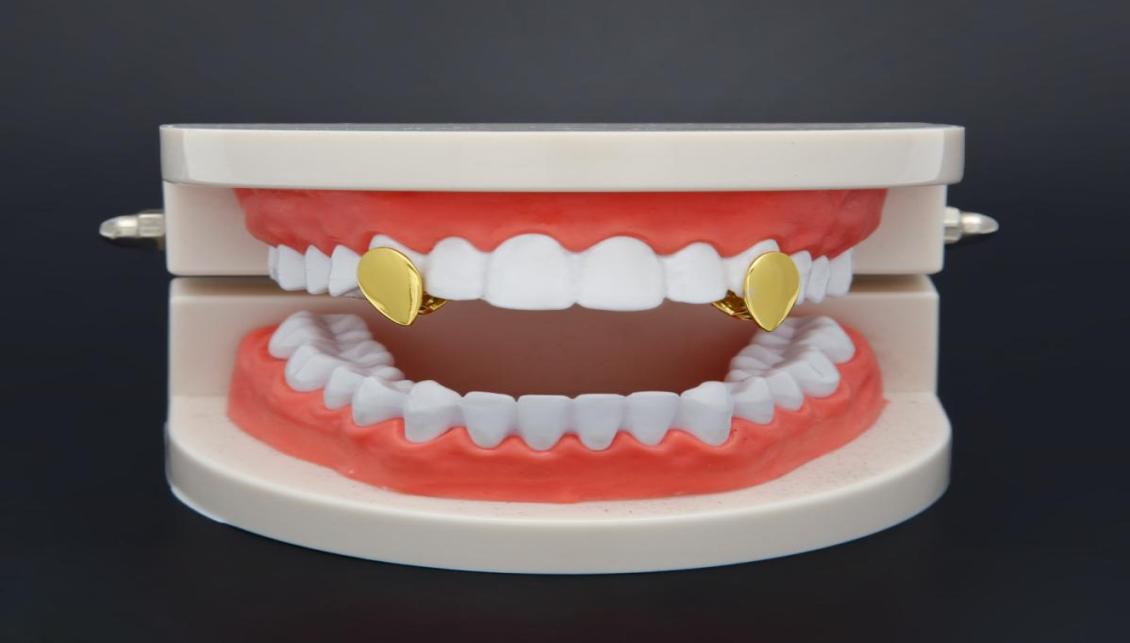 

New Silver Gold Plated Water drop shape Hip Hop Single Tooth Grillz Cap Top Bottom Grill for Halloween Party Jewelry9121603