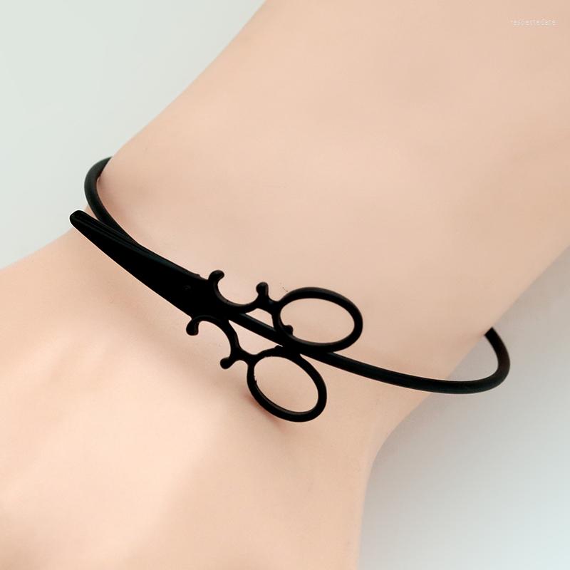 

Bangle HUMANO FINO 2023 3 Colors Fashion Minimalist Scissors Open Bracelets Shears Bangles Hair Stylist Jewelry Black For Women
