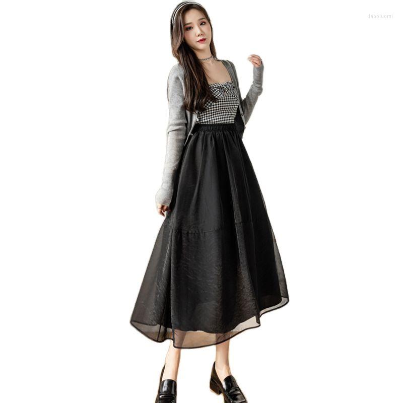 

Skirts 2023 Autumn And Winter Skirt Show Thinness Splicing Khaki Black