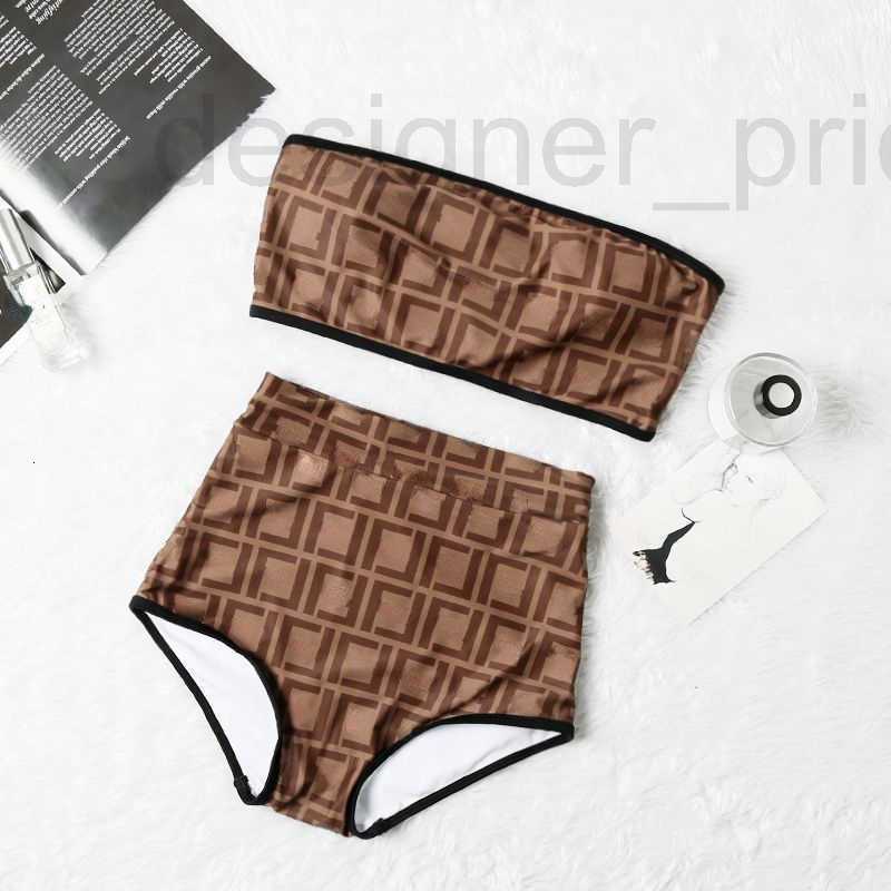 

Women' Swimwear Designer Triangle Bikini Two piece swimsuit Summer Beach Sexy Lace-Up swimwear Two-Piece Bandeau Tank Top Bra Panty Plaid Print RXWU, Tan