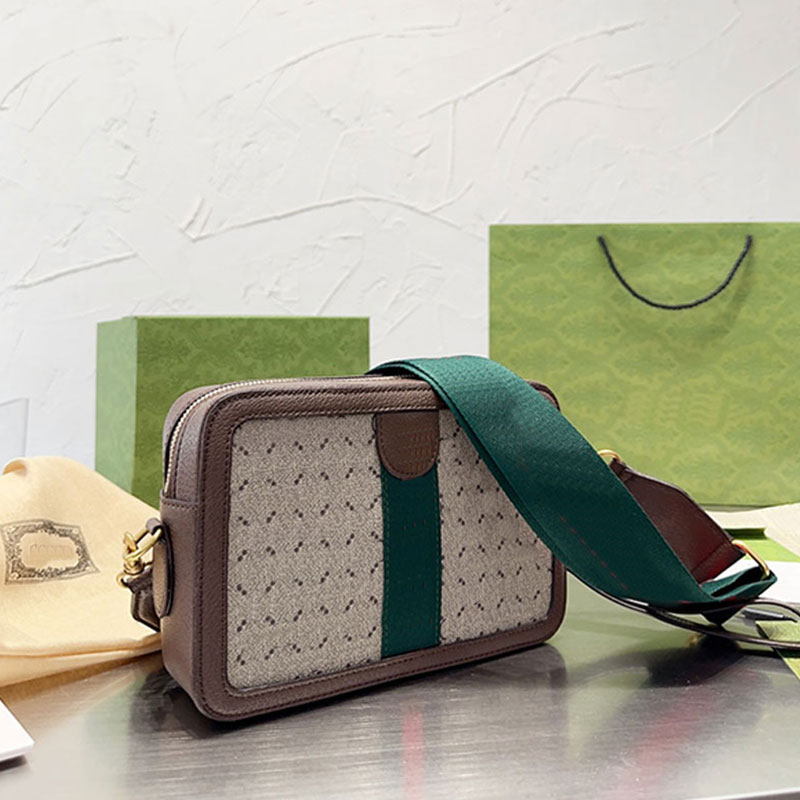 

Men Bag Camera Bag Women Cross Body Man Shoulder Bags Beach Bag Red Green Striped Ribbon Light Purse Canvas Leather Double Zipper Gold Hardware Detachable Woven Strap, Black