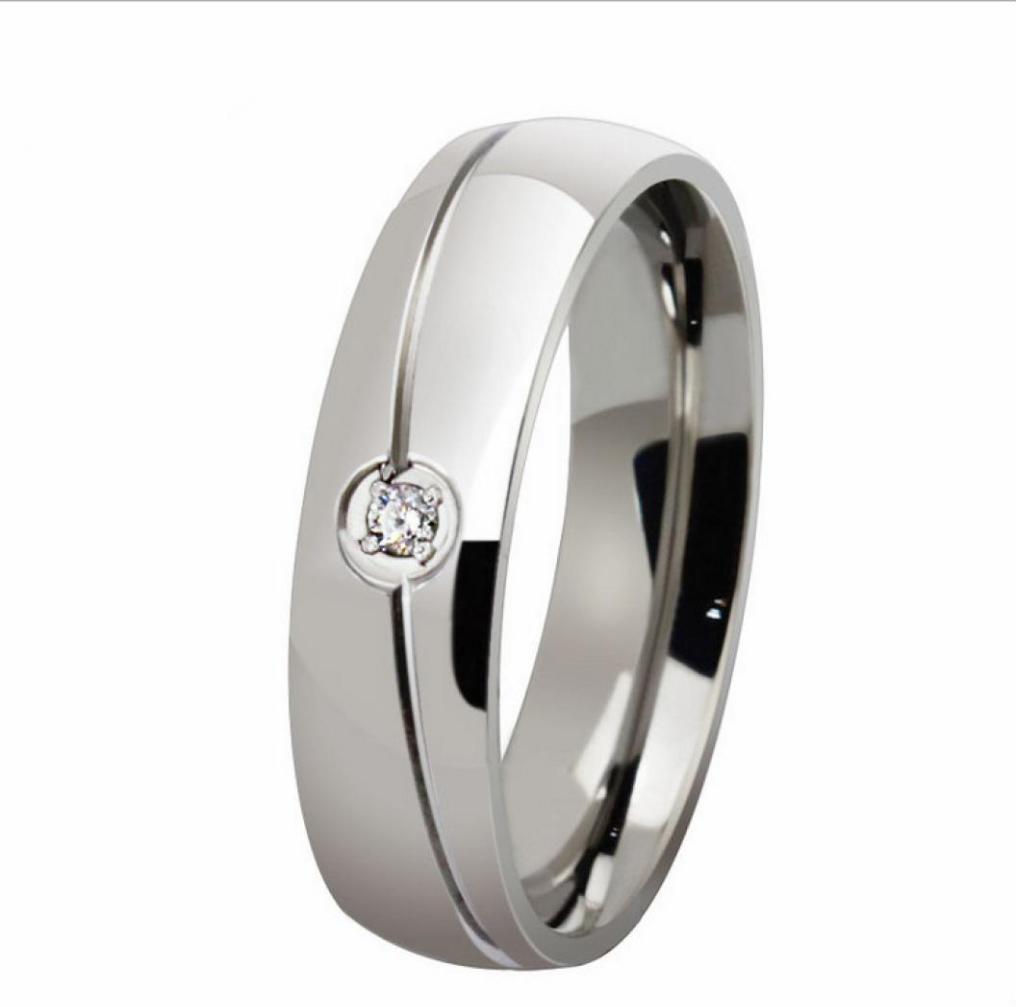 

Engraving 1PC Mens Womens 6MM Titanium Stainless Steel Wedding Ring Crystal CZ Inlaid Domed Band US Size 5131155168