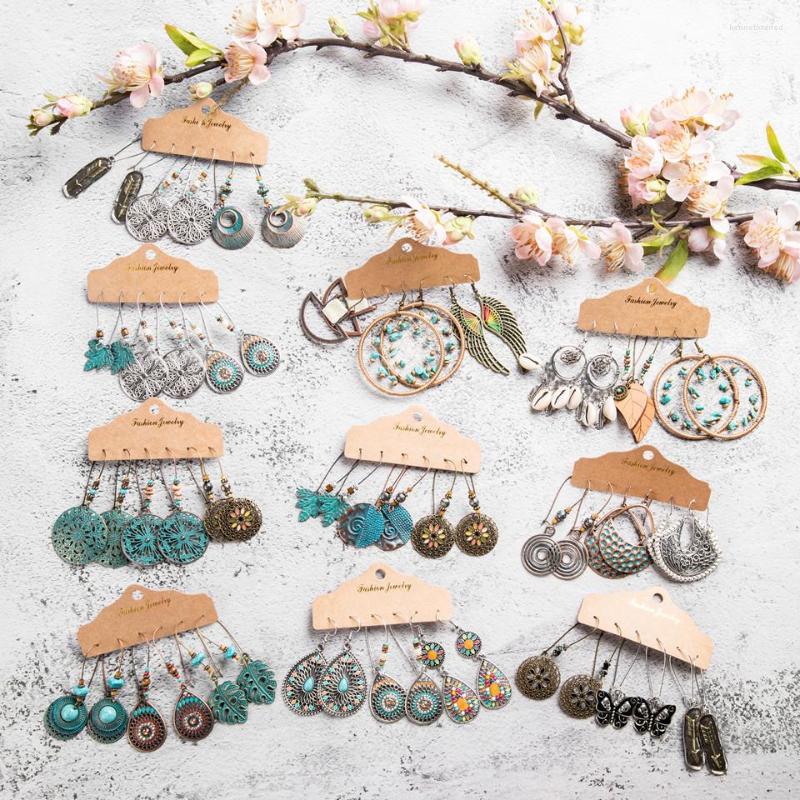 

Dangle Earrings Multiple Boho Ethnic Drop For Women Female Fashion Women's Sets Ornament Charm Jewelry Accessories