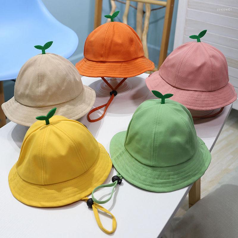 

Berets Spring Summer Baby Bucket Hat Cute Cap Solid Color Outdoor Beach Kids Boy Girl Sun Hats Bonnet, White