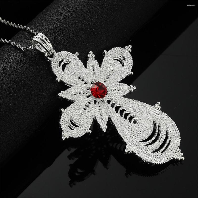 

Pendant Necklaces Ethiopian Africa Zircon Jewelry African Ethnic Habesha Big Cross Women