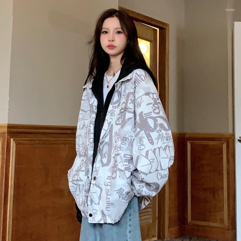 

Women's Jackets 2023 Spring Design Fake Two Hip-hop Fried Street, Gray