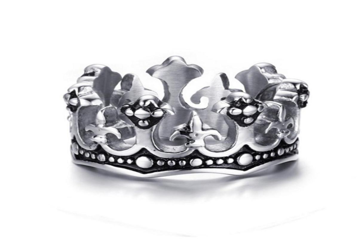 

Fashion Men039s Rings Black Royal King Crown Knight Fleur De Lis Cross Vintage Rings for Men Jewelry Size 7156416352