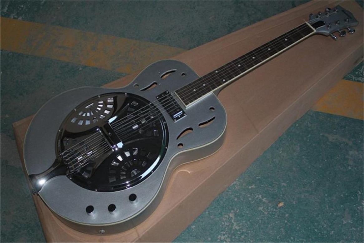 

Whole High Quality maestro Dobro Resonator Silver grey Electric Guitar In stock2369346