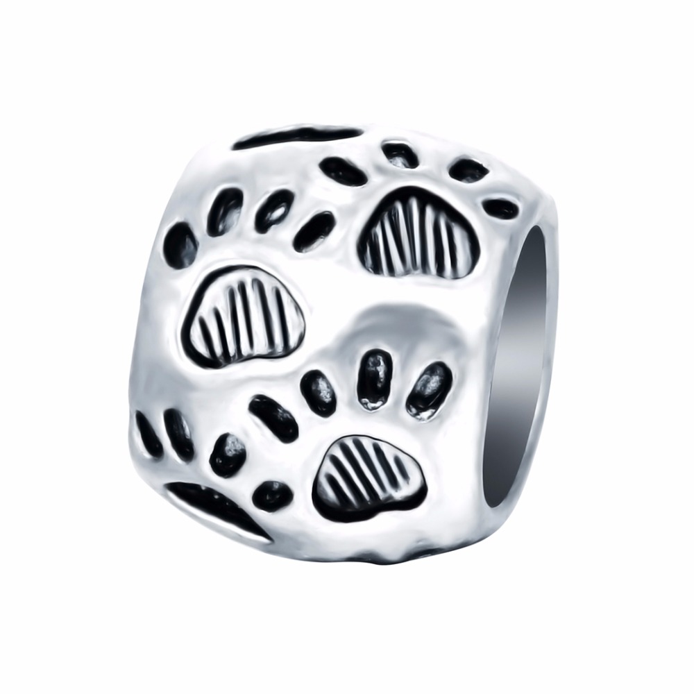 

Kinitial 10Pcs Dog Heart Knot Paw Shape Charm Beads Dog Puppy Footprint Paw On Round Bead Charm fit Bracelet Accessories