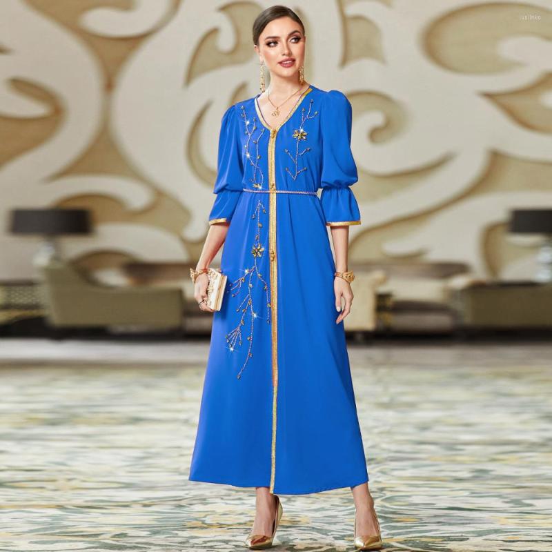 

Ethnic Clothing Luxury Rhinestone Abayas Elegant Jilbab Women Muslim Dress Turkey Party Morocco Kaftan Dubai Islam Gown Caftan