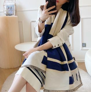 

Artificial Cashmere Scarf Women's Korean-Style Fashionable Autumn and Winter Letter Splicing Warm All-Matching Scarf Air Conditioning Shawl Women