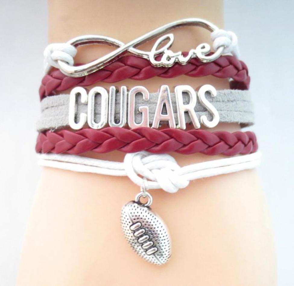 

Jewelry Infinity Love Cougars Football Team Bracelet Maroon White Wristband Friendship Gifts B091913476889