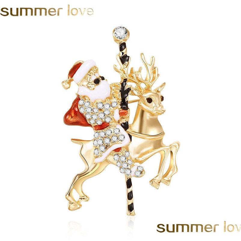 

Pins Brooches Enameled And Rhinestones Christmas Collections High Quality Santa Claus Brooch Pins For Women Men Clothes Jewelry Acc Dherx