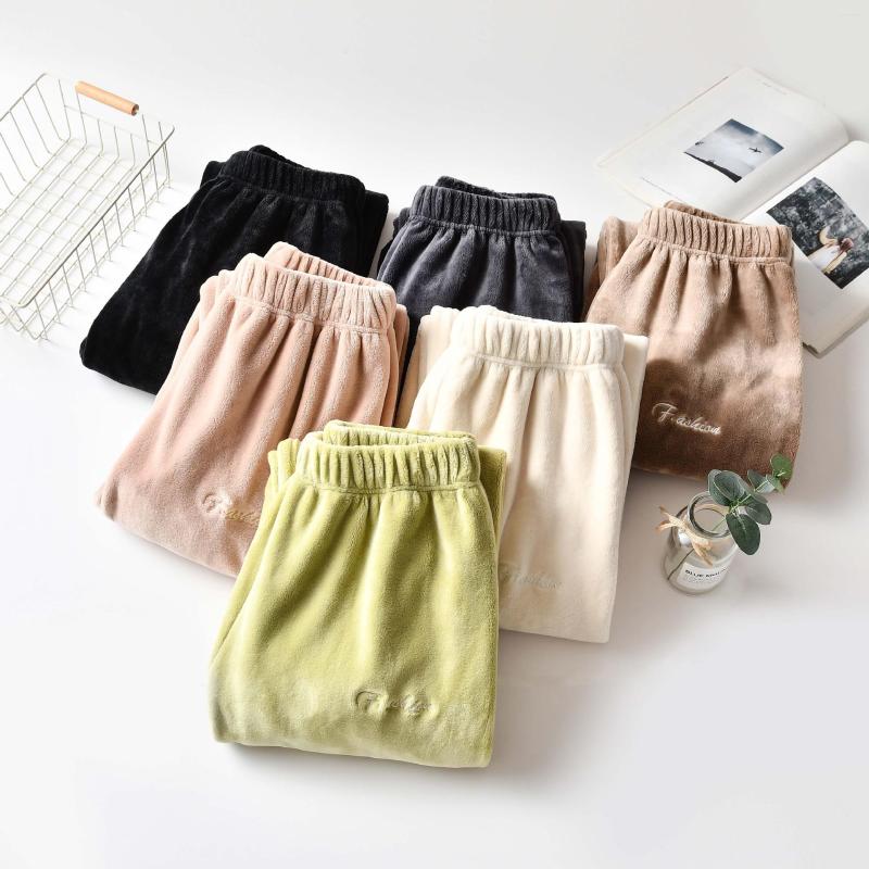 

Women's Pants Woman Home Wear Autumn Winter Fleece Trouser Female Sleepwear, Black