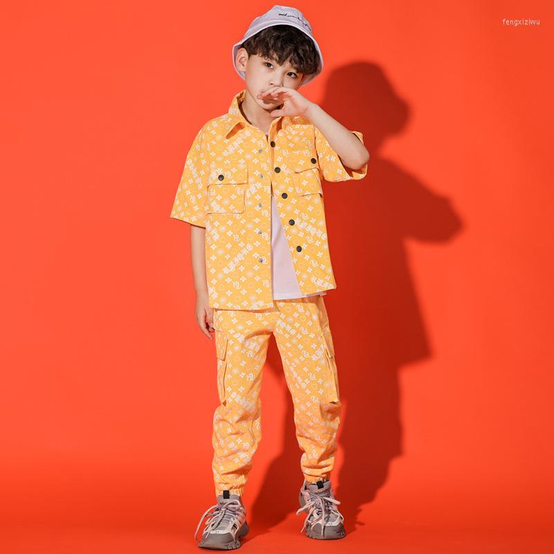 

Clothing Sets Stage Costumes Children's Streetwear Hip Hop Loose Casual Short Sleeve Sports Shirt Pant Kids Boys Girls Tracksuits Shirts