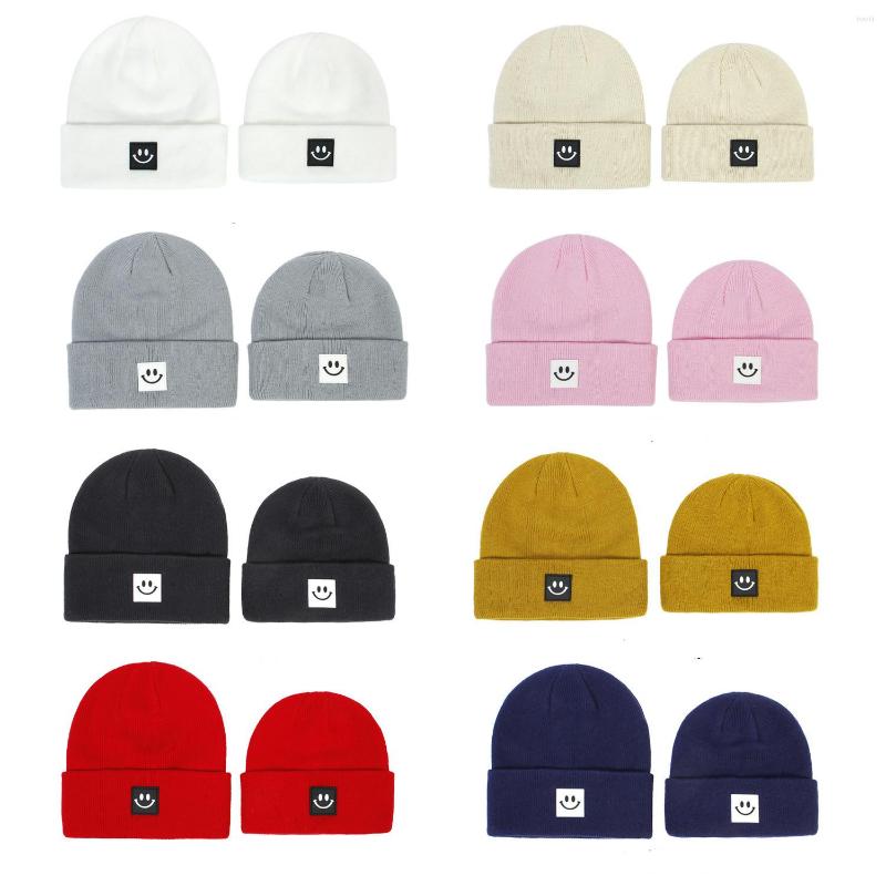 

Berets Autumn Winter Baby Hat Boys Girls Wool Knitted Caps Smile Pattern Kids Hats Children Warm Beanies Child, Red