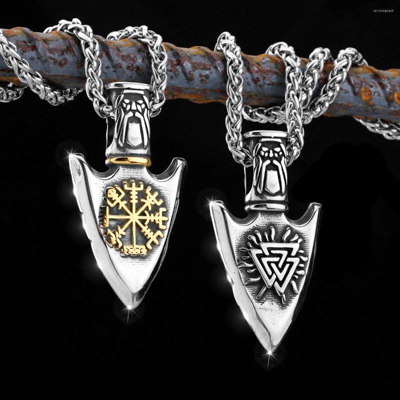 

Pendant Necklaces Norse Compass Spear Men Vikings Rune Never Fade Gold Color Stainless Steel Hiphop Biker Amulet Jewelry For Man