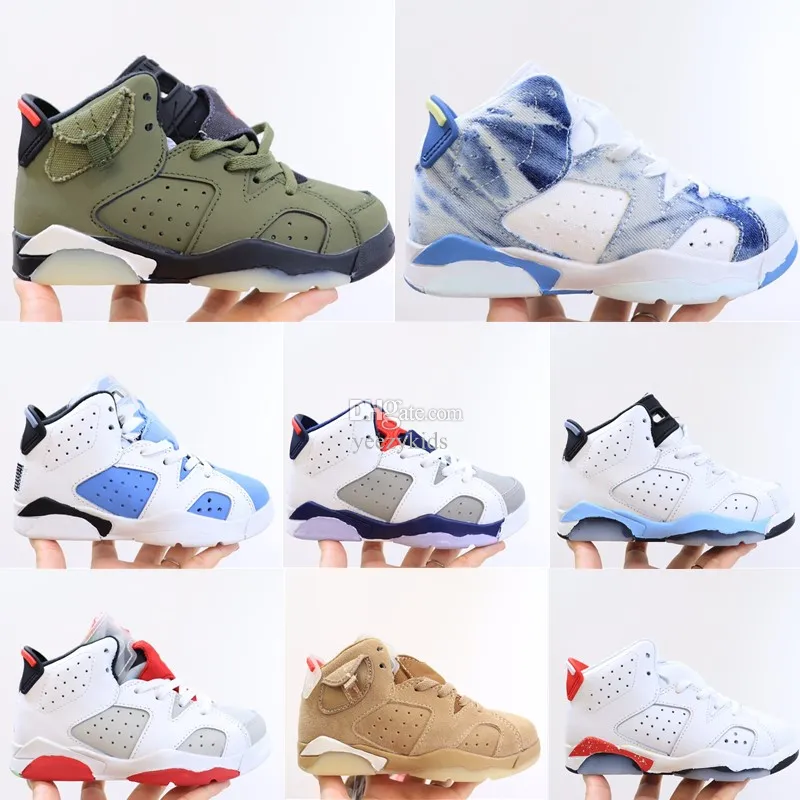 

New Fashion Jumpman UNC 6s boys 6 basketball shoe kids shoes youth toddler infants Children Midnight Navy sneaker Red Oreo Sail designer tra