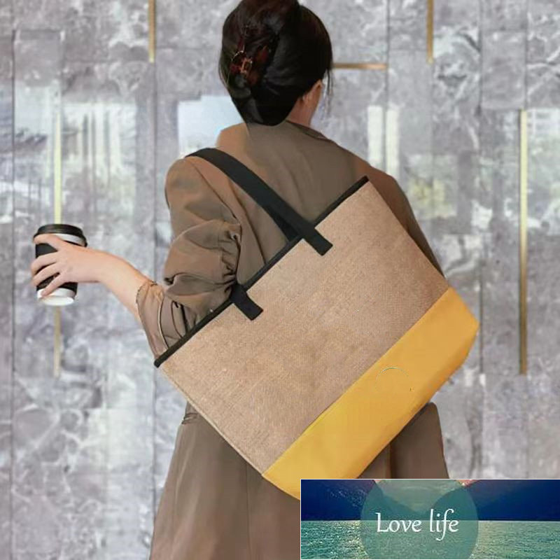 

New Summer Large Capacity Shopping Bag All-Match Stitching Straw Bag Women's Shoulder Bags, Aspic