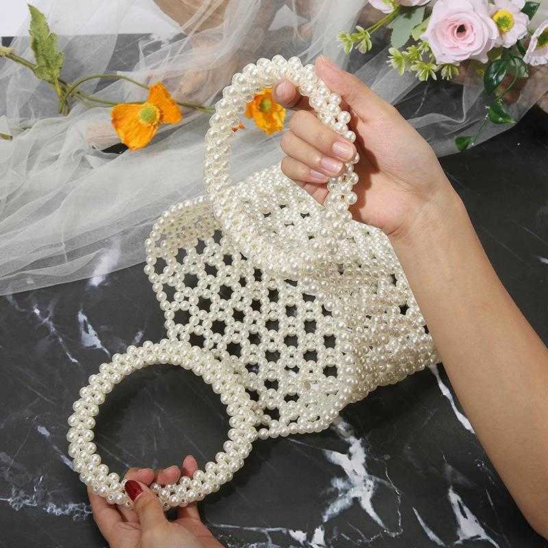 

National Style Pearl Bag Beaded Diy Handmade Womens Messenger Internet Celebrity Beads Woven Handbag Dinner, Style 1: handbag