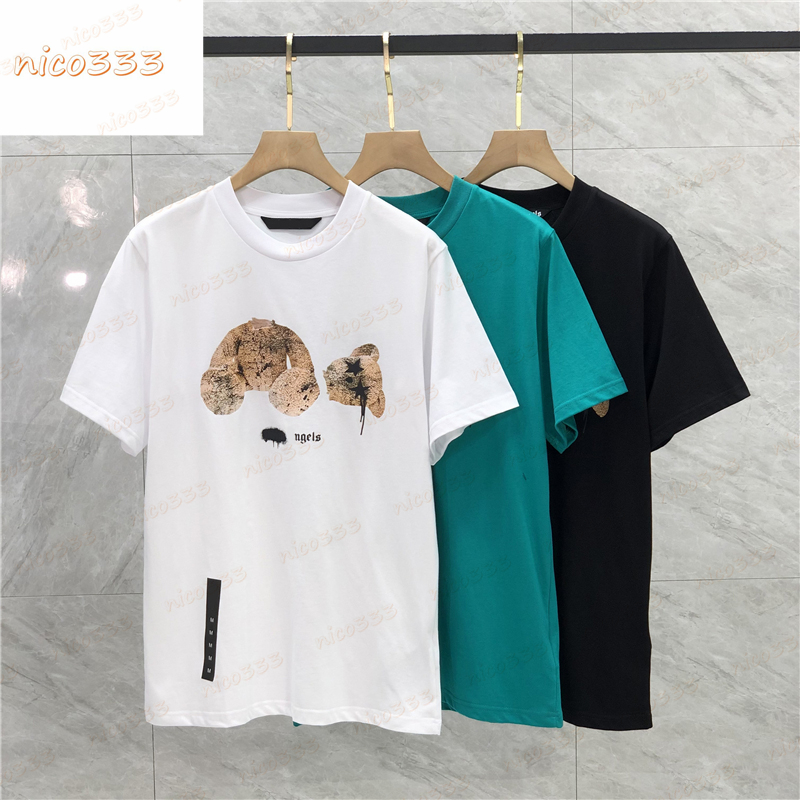

23ss New t shirt graffiti demon severed bear letters printed cotton loose round neck hundred with street men and women short sleeve, #02