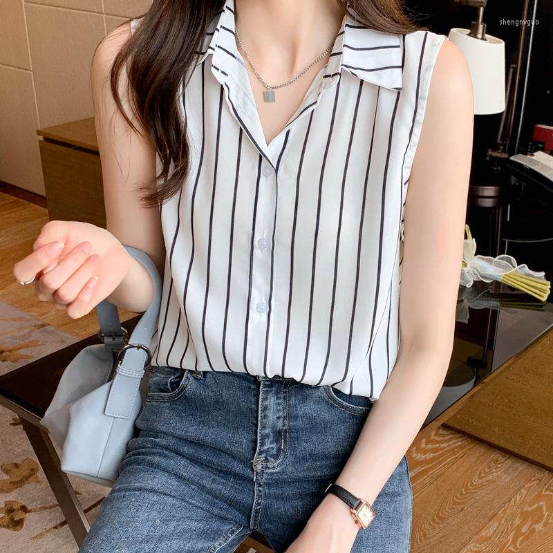 

Women' Blouses Striped Summer Camisole Blouse Sleeveless Chiffon Top Women Women' Elegant Shirts MY6, Blue