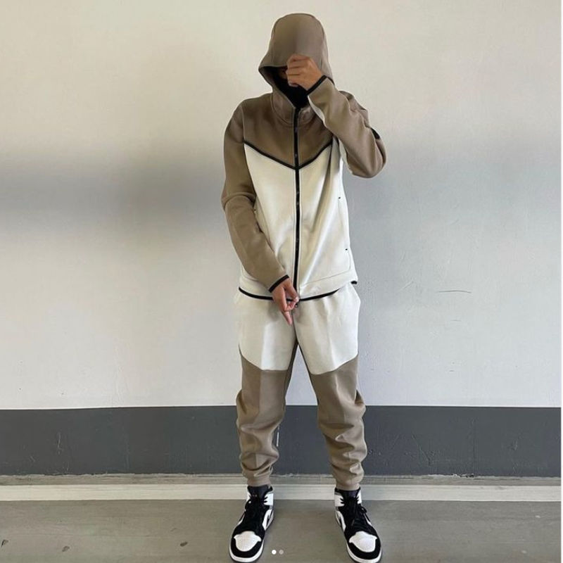 

Mens Tracksuit European and American Sport Suit Hoodie Fashion Leisure Sets Zipper Hoodies Trousers Two-piece Suit, Multi