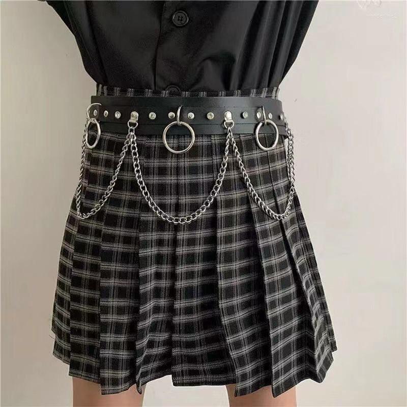 

Belts Hip Hop Punk Gothic Style Metal Chain Belt Women Fashion Wild Pin Buckle Dress JK Skirt Corset Waistband Decoration Accessories, Black