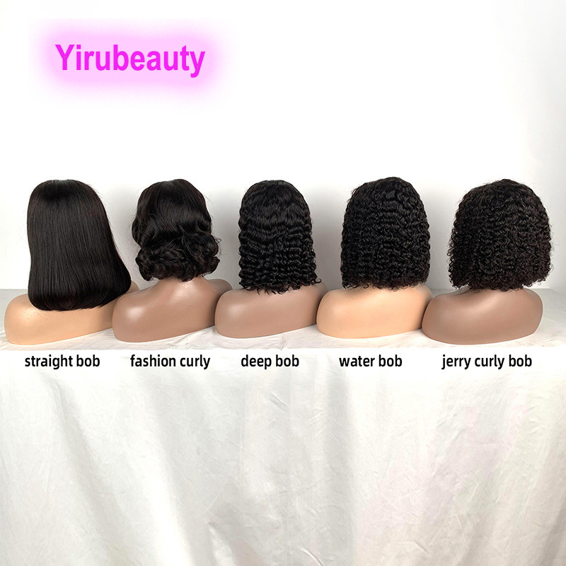 

Yirubeauty 100% Human Hair Chinese Bone Straight 13X4 Full Frontal Lace Jerry Curly Deep Wave 10-14inch, Natural color 150% density