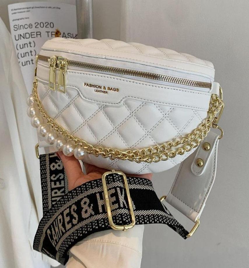 

Waist Bags Luxury Women Pack 2021 Fashion Chain Fanny Packs Brand Belt Bag Lattice PU Leather Shoulder Crossbody Chest4699555, Beige