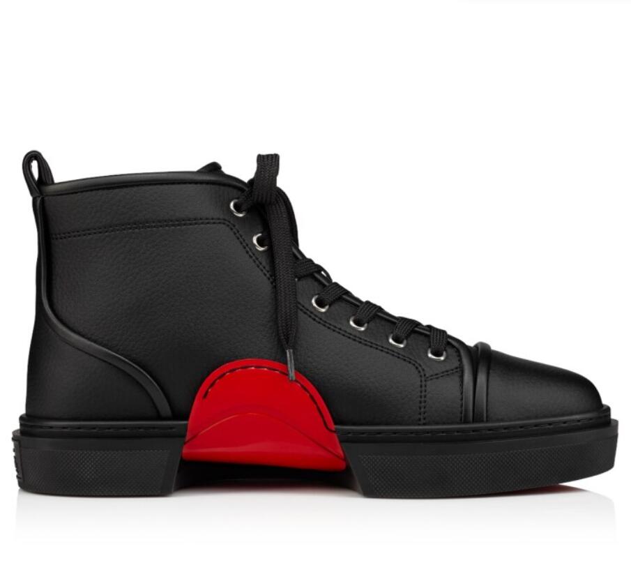

Men casual design shoes reds sole sneakers Adolon high top sneaker nappa leather without spike lace up trainers platform white black